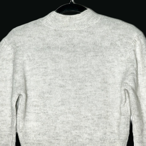 NWT Madewell Alpaca-Blend Mockneck Puff Sleeve Sweater in Light Heather Gray XXS - Picture 9 of 16